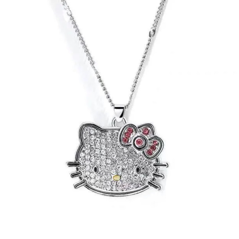 Hello Kitty Cubic Zirconia Silver Necklace